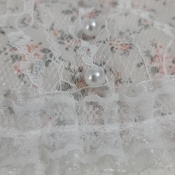 Ditsy Floral Shirred Pearls Detail Cami Top - Picture 12 of 12